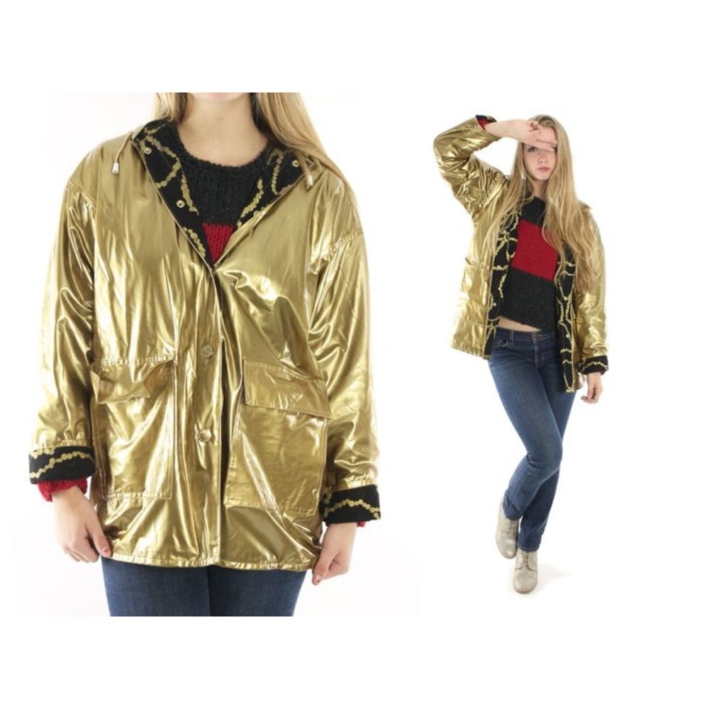 Vintage Slippery When Wet Gold Raincoat - Size Medium